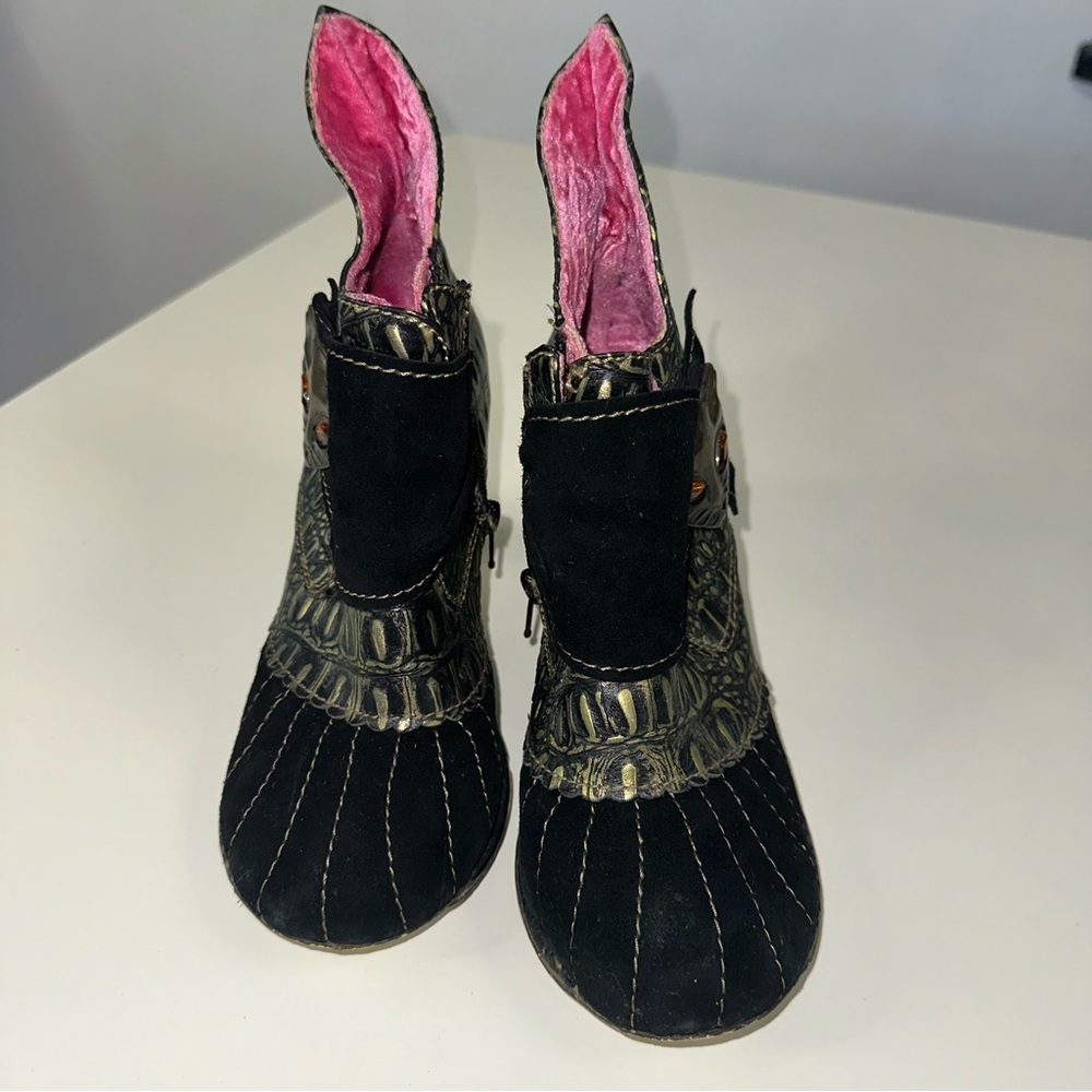 Irregular Choice Miaow Black and Gold Women's Aligator Heeled Ankle Boots 37 - Picture 9 of 9